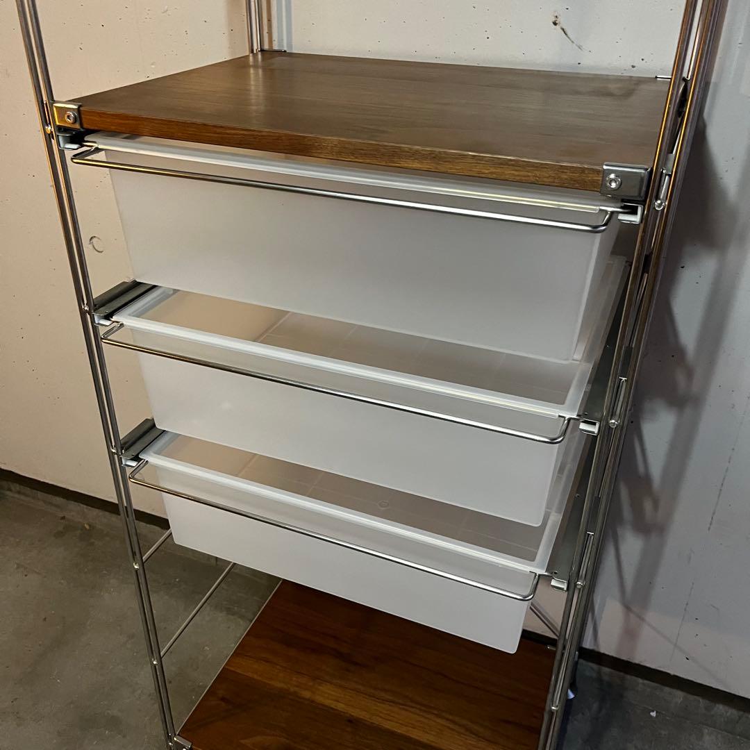 美品・廃盤希少★無印ステンレスユニットシェルフ追加用ポリプロピレンバスケット３個