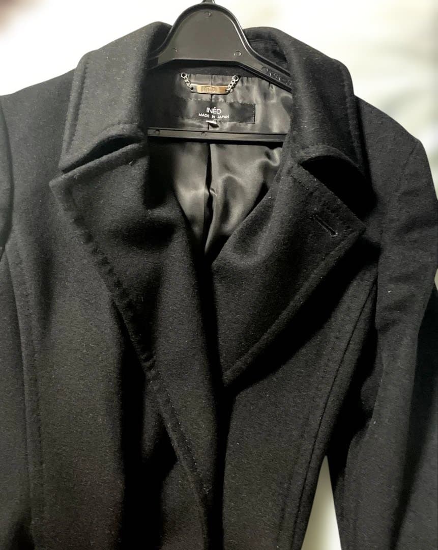 INED イネド カシミヤ100% ロングコート ブラック