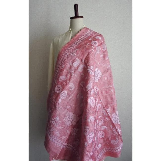 カンタ刺繍 ショール 花のワルツ グレー | 高級インドカンタストール