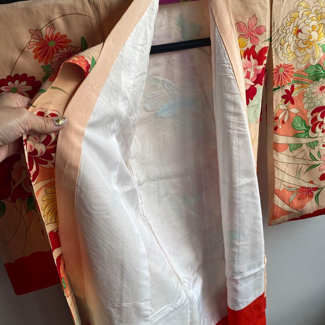 アンティーク　七五三　正月　子供用 花柄 鳳凰刺繍 着物