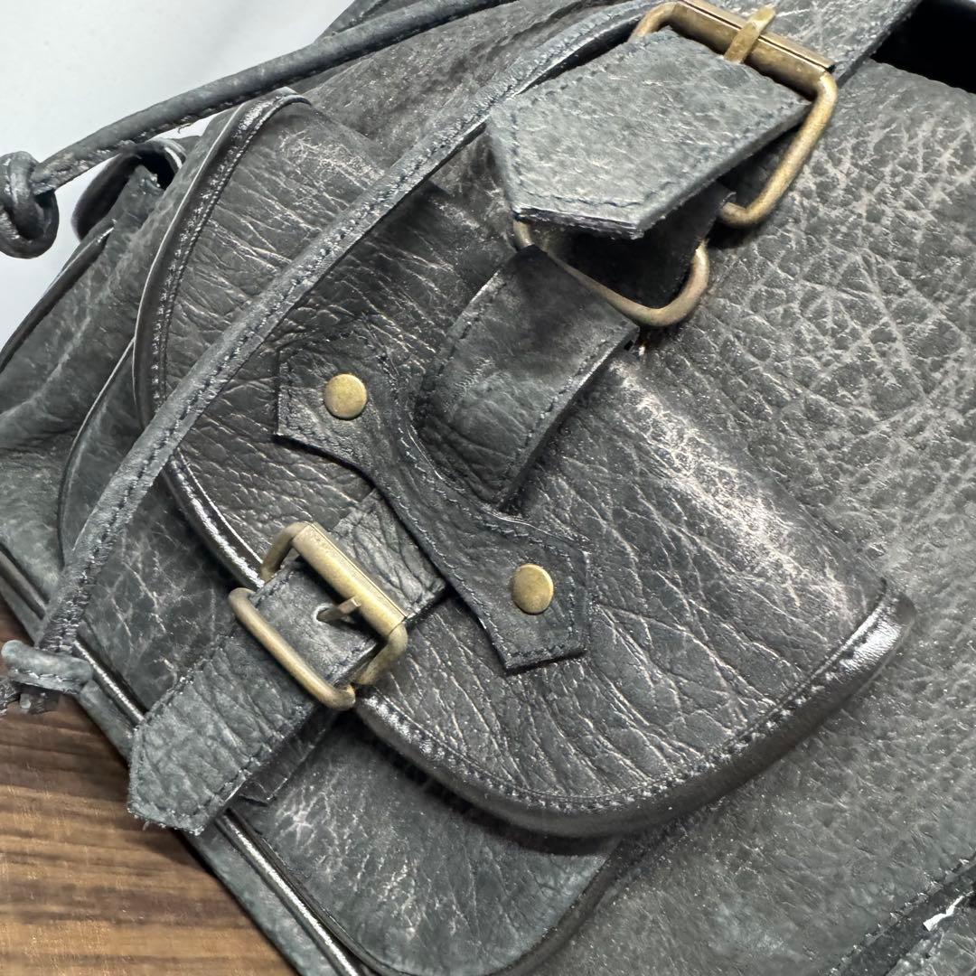 未使用 極希少 高級 エレファントレザー リュック ブラックカラー シボ革 象革