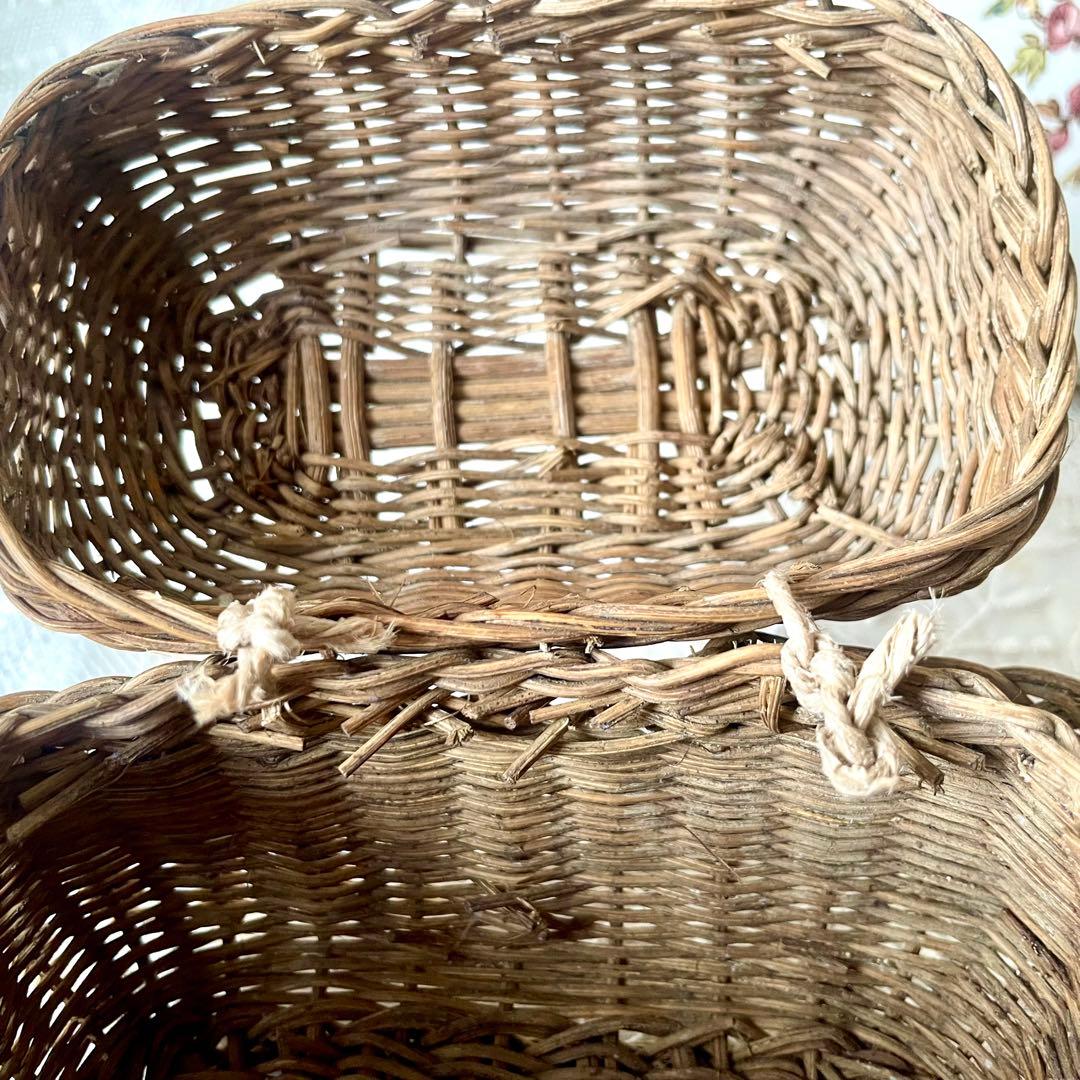 【訳あり】ドールパニエ　フランスアンティーク 人形用 ミニ プチ カゴ 籠 かご