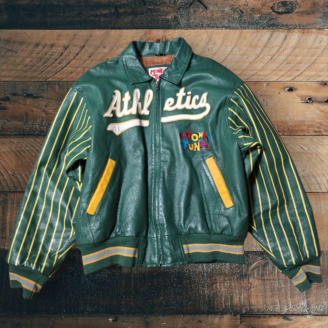 オークランド・アスレチックス ルーニー・テューンズ　スタジャン　レザー　刺繍