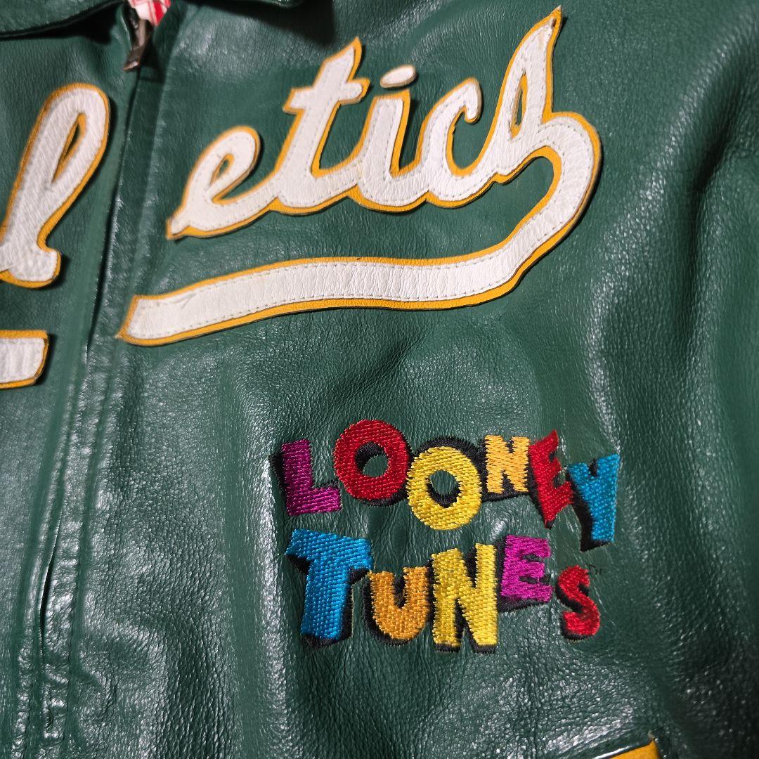 オークランド・アスレチックス ルーニー・テューンズ　スタジャン　レザー　刺繍