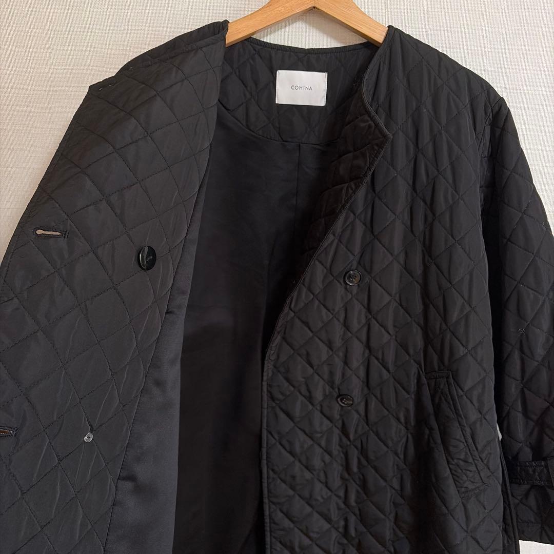 COHINA コヒナ　キルティングノーカラーコート