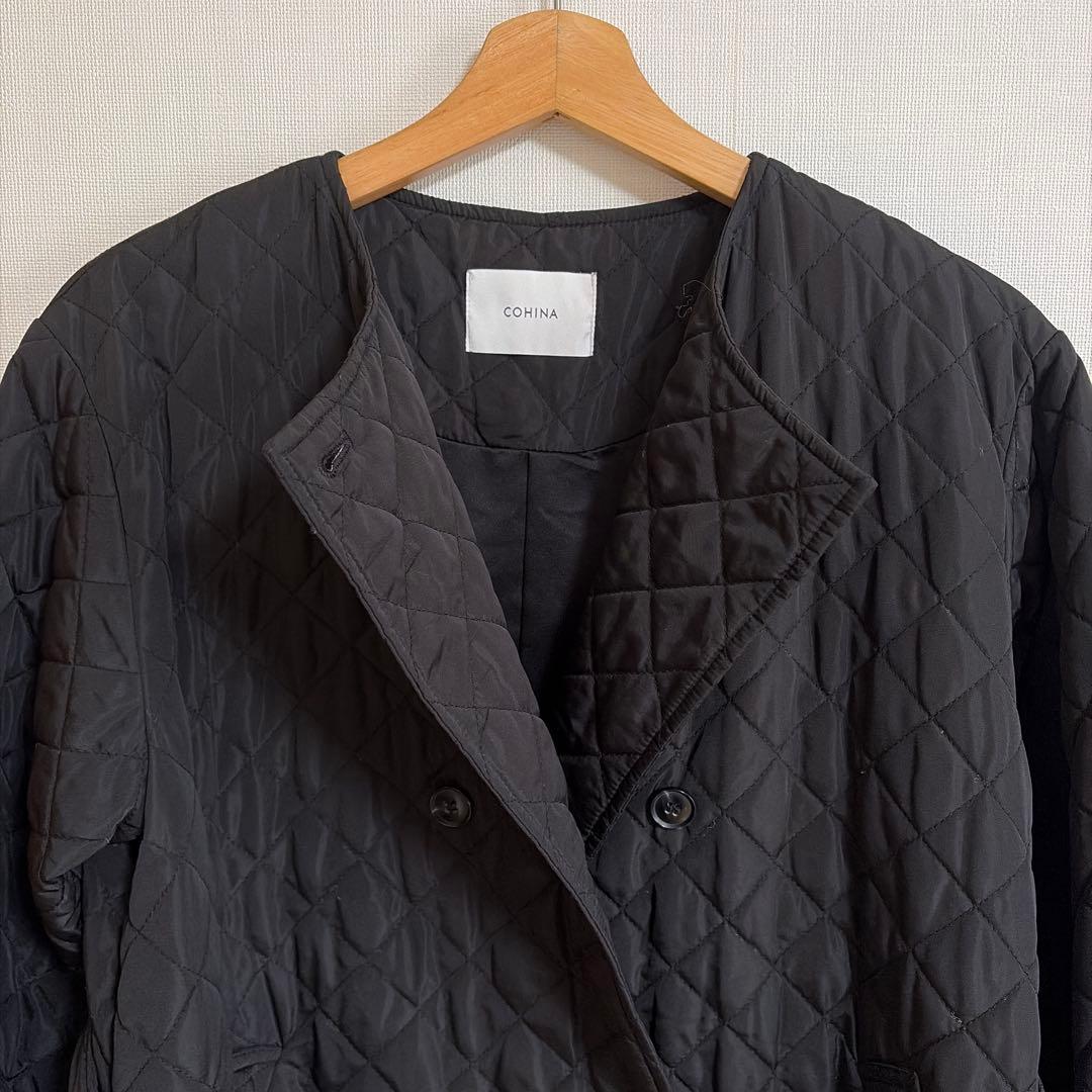COHINA コヒナ　キルティングノーカラーコート