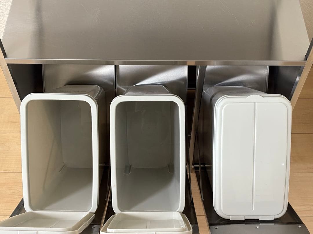 ステンレス作業台ワゴン ダスト3分別 幅73.5cm