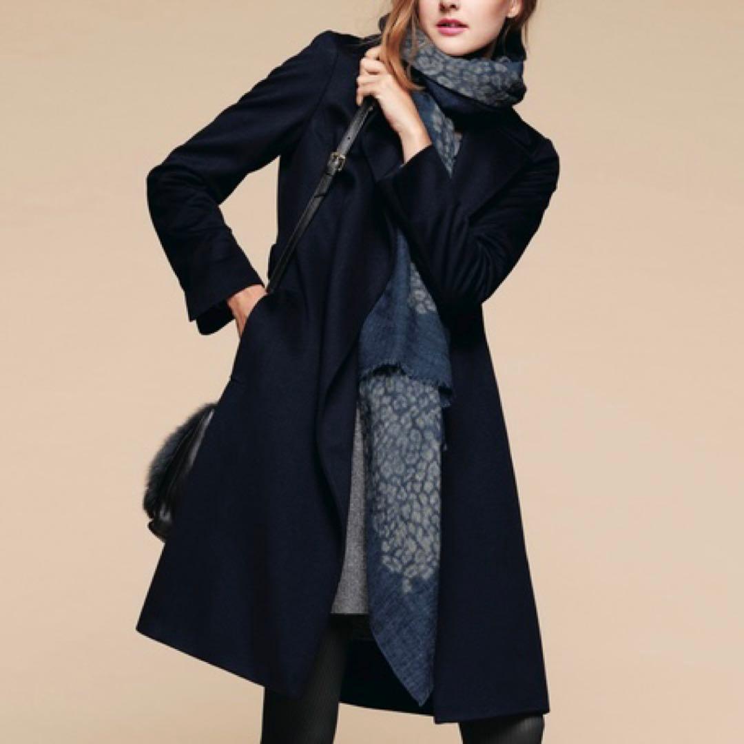 23区 ロロピアーナ ウールコート 44 大きいサイズ 黒 ベルト付き