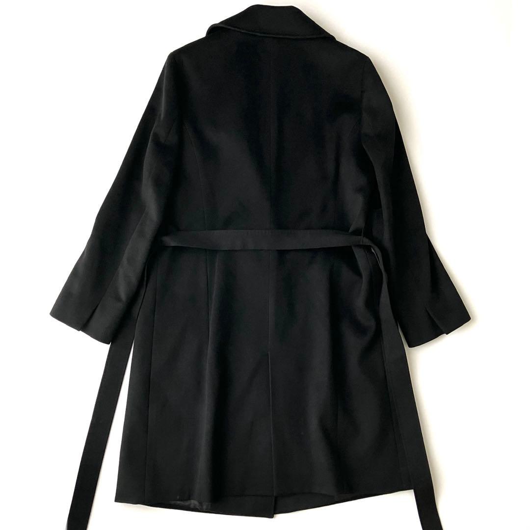 23区 ロロピアーナ ウールコート 44 大きいサイズ 黒 ベルト付き