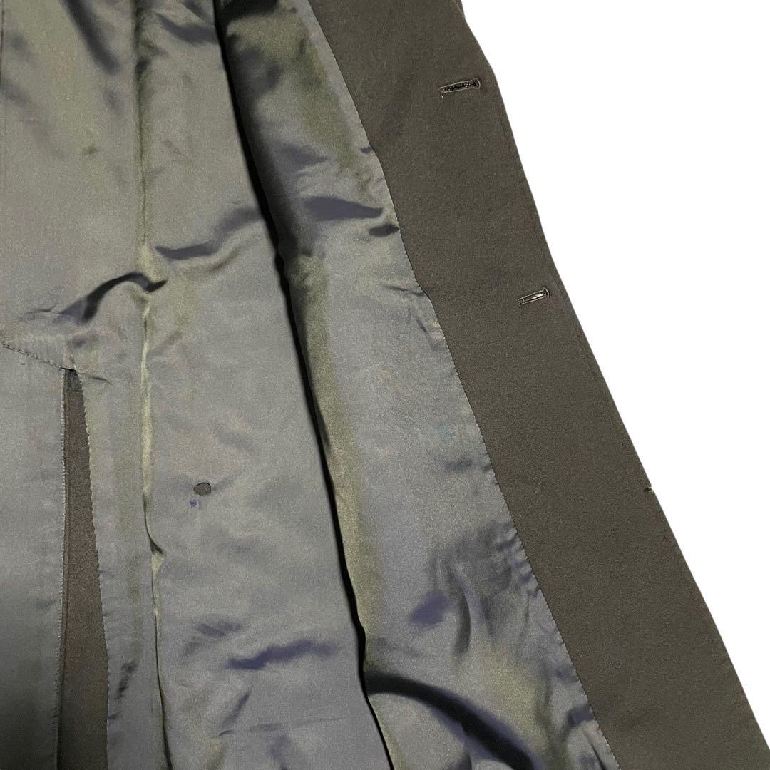 カシミヤ100%【vintage】日本製 マキシ丈ダブルチェスターコート 濃紺L