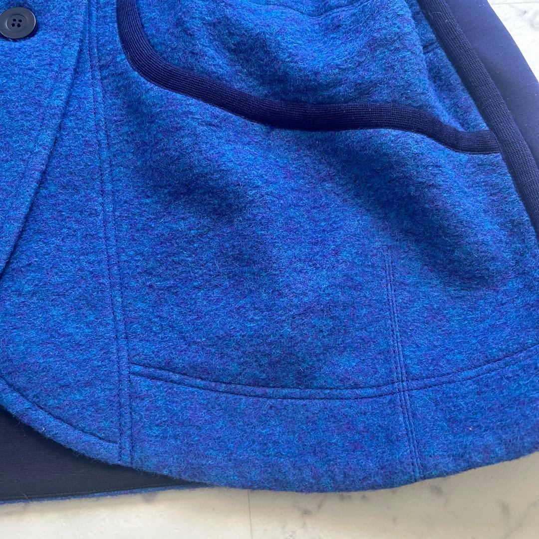 美品 ann吉 センソユニコ ウールコート ブルー 38 定価75,900円