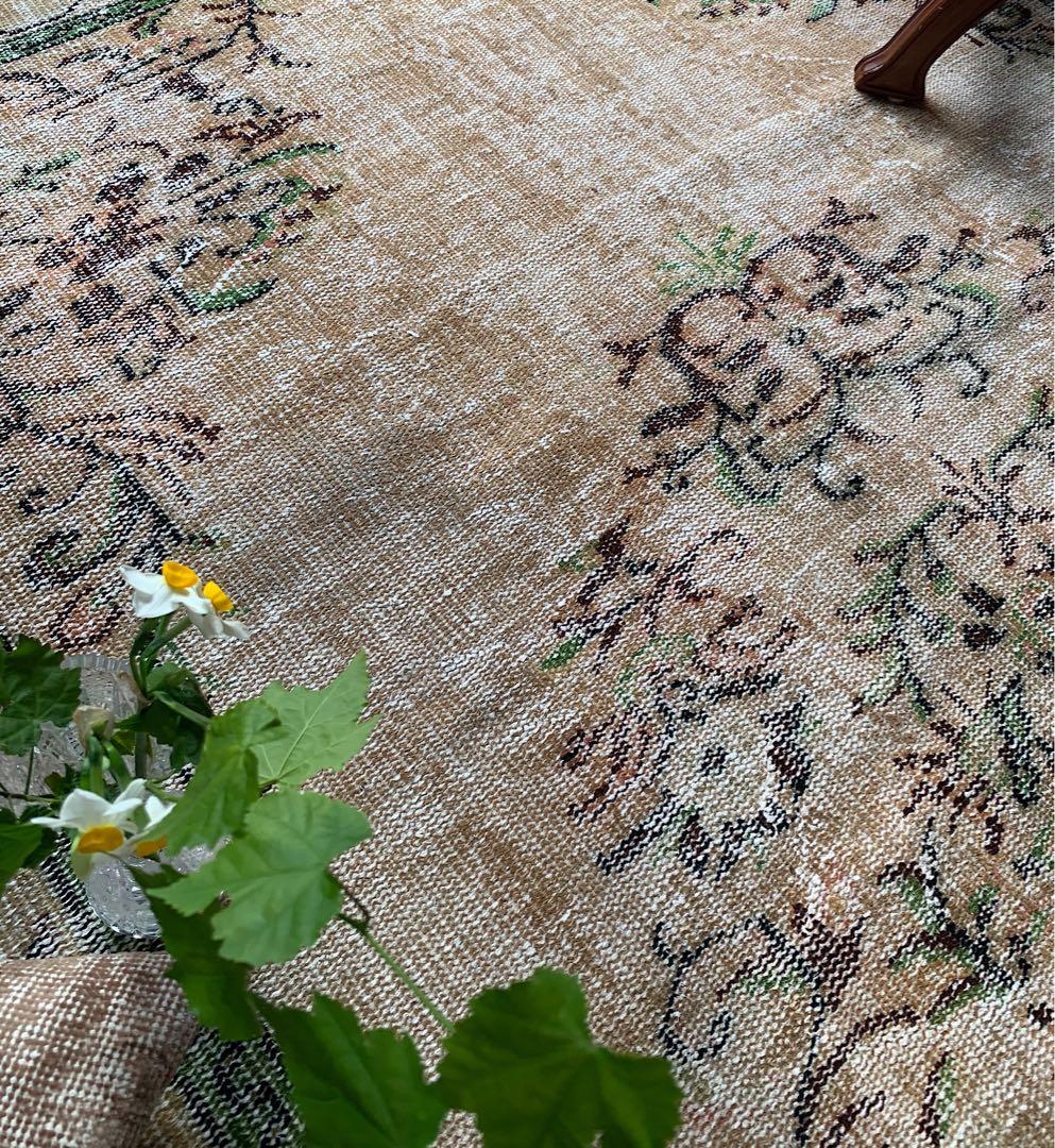 特大　超大判　カーキベージュ　　271×168 トルコヴィンテージラグ