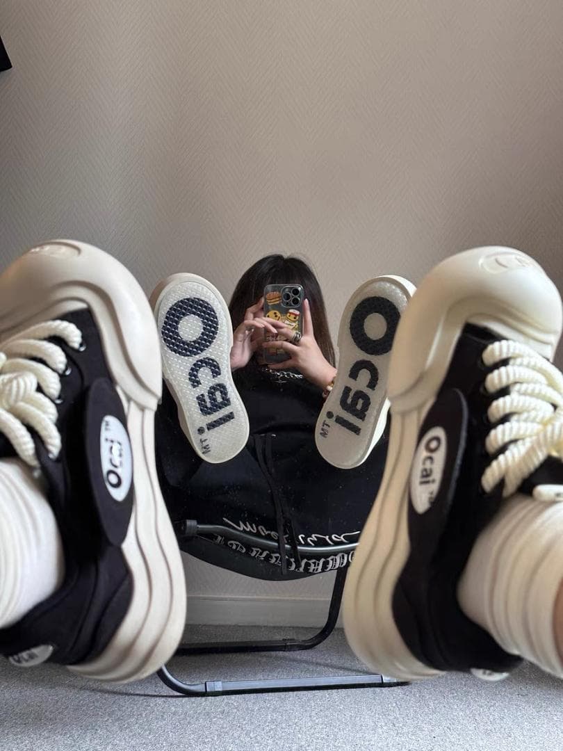 Ocai smile スニーカー厚底 男女兼用 黒 サイズ24cm