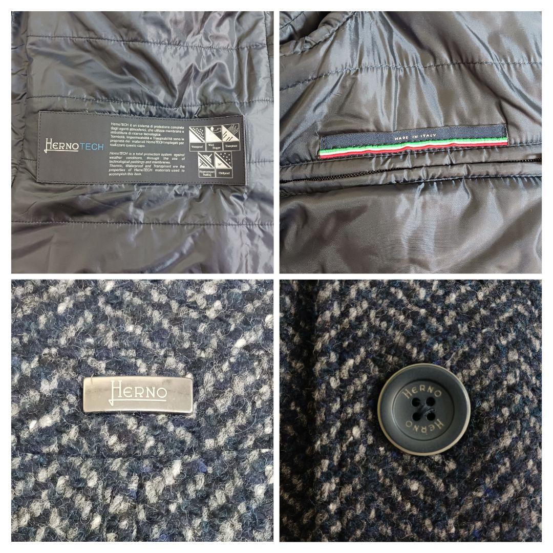 ✨極美品✨HERNOヘルノ　サイズ42 ツイードチェスター　レイヤード　ネイビー
