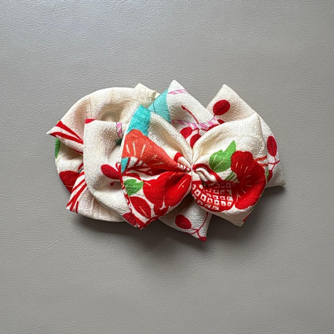 425》七五三 髪飾り ヘッドドレス 着物リメイク 赤 アンティークレトロ