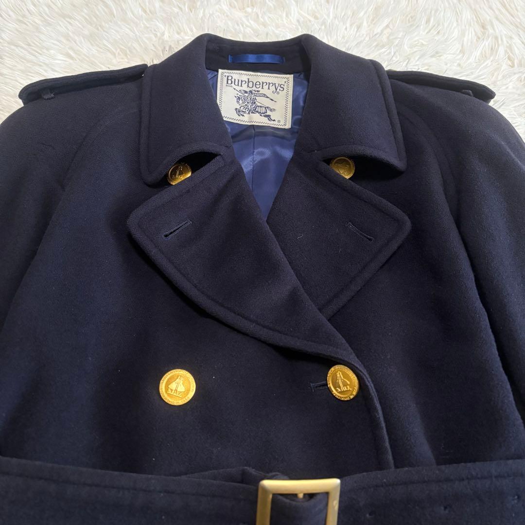 BURBERRYS ロングコート カシミヤ混 ベルト付 金ボタン ダブル 9