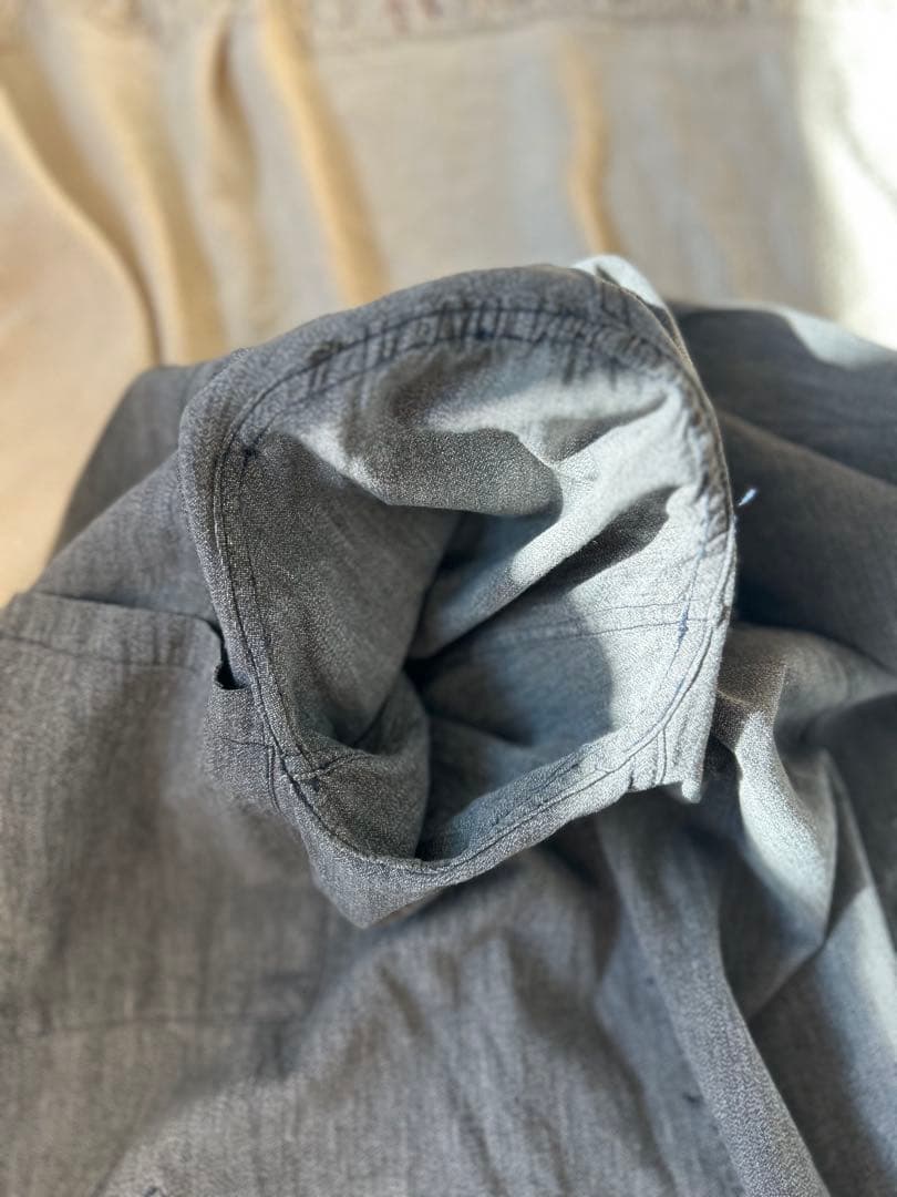 40s 50s フレンチワーク ブラックシャンブレー 平織りアトリエコート