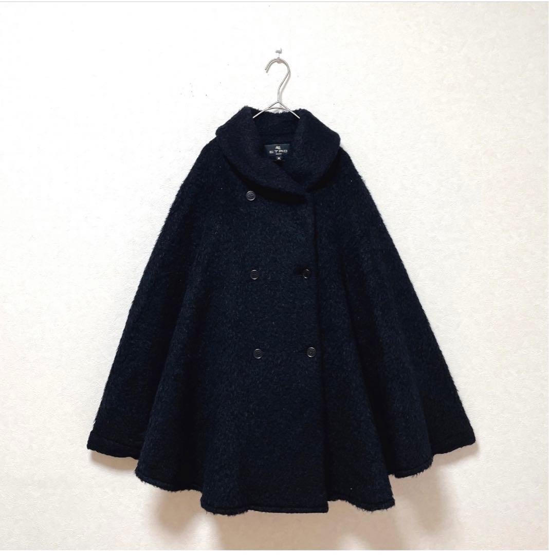 ETRO エトロ ポンチョコート アルパカ混 ウール ロゴボタン
