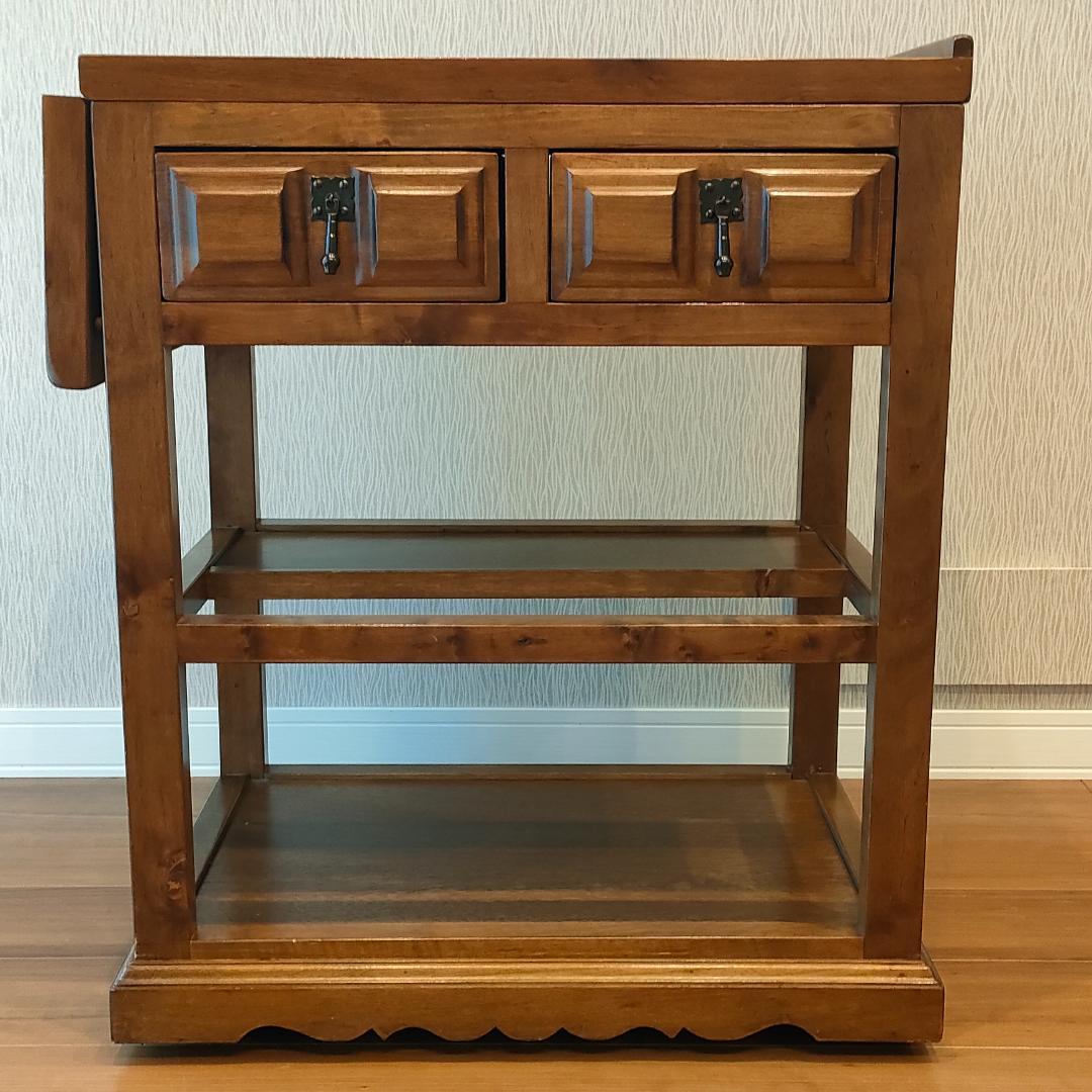 アンティーク　キッチンワゴン　バタフライ　サイドテーブル　スペイン輸入家具