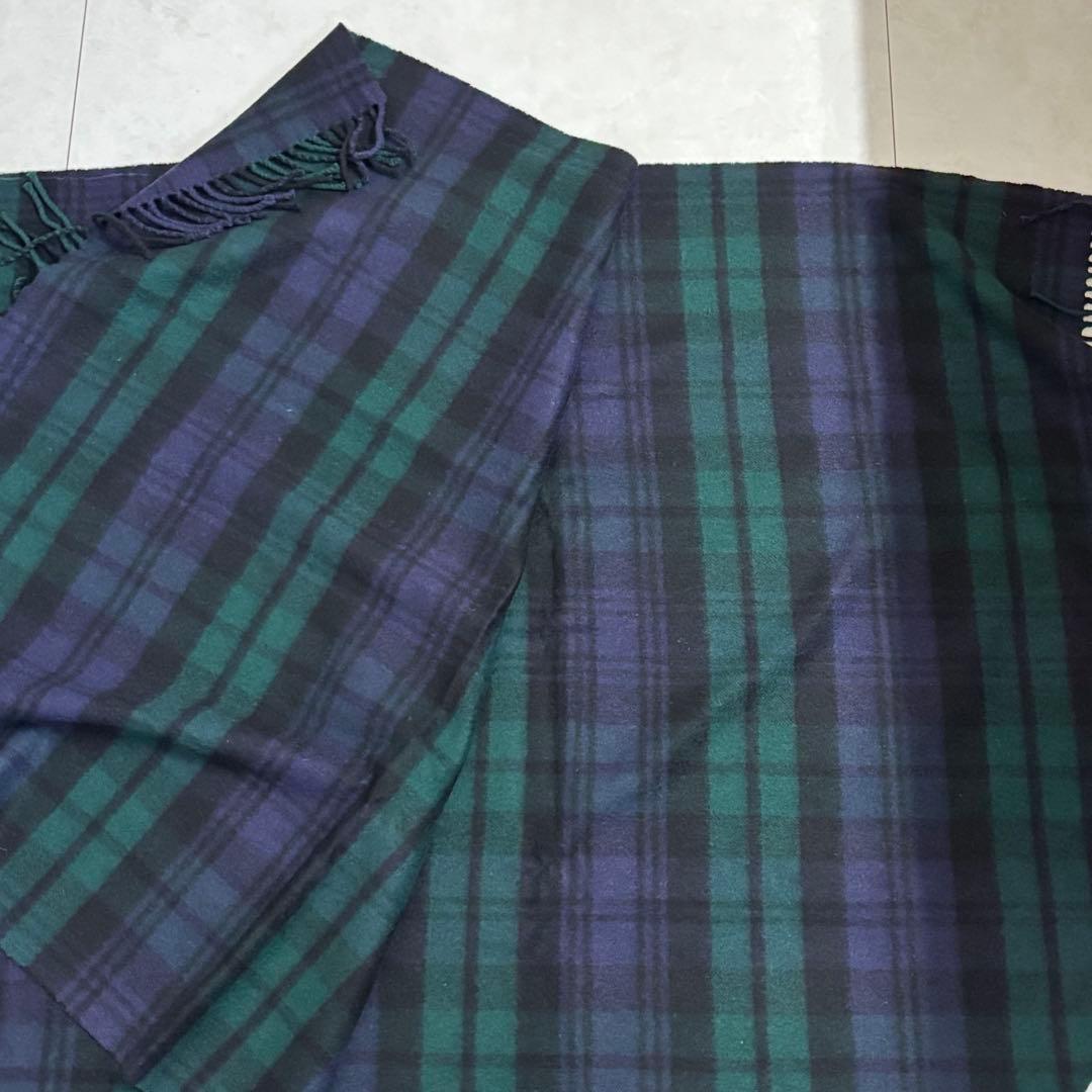 ジョンストンズ　カシミヤ100%　ストール　大判　緑チェック　CASHMERE