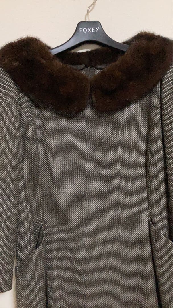 フォクシー　FOXY　ミンク襟付きワンピース