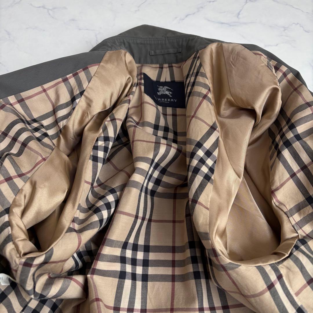 極美品 バーバリー ロンドン ステンカラーコート カーキ ノバチェック XL