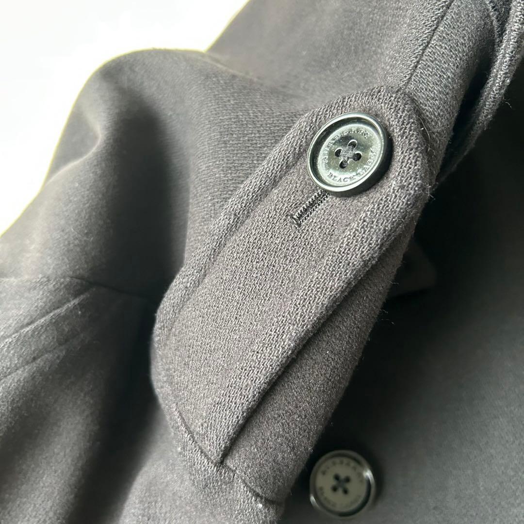 バーバリーブラックレーベル カシミヤ混 ウール ピーコート ノバチェック