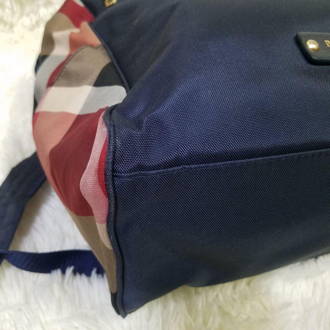 【美品】ブルーレーベルクレストブリッジ リュック ノバチェック 本革 キャンバス