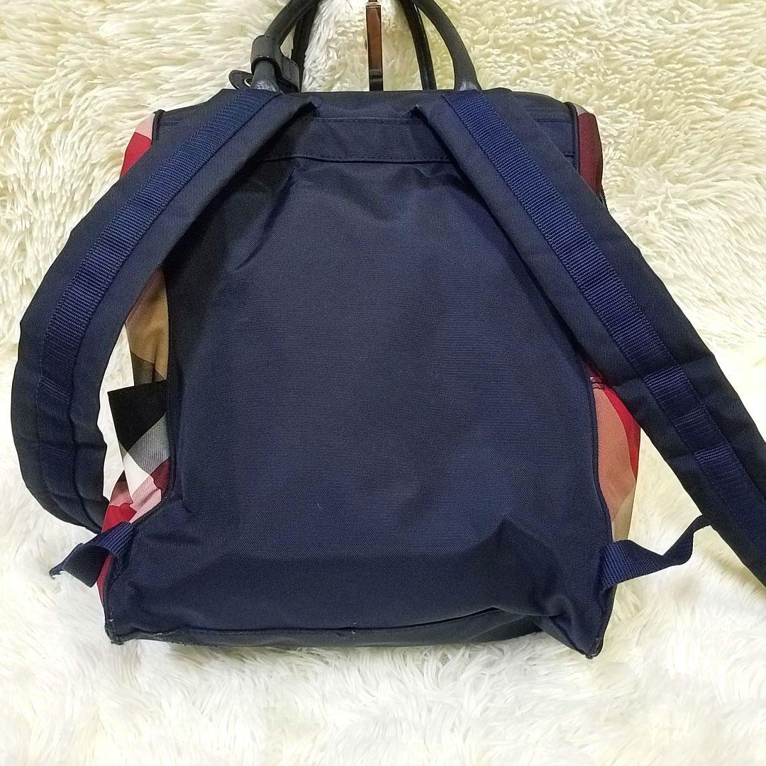 【美品】ブルーレーベルクレストブリッジ リュック ノバチェック 本革 キャンバス