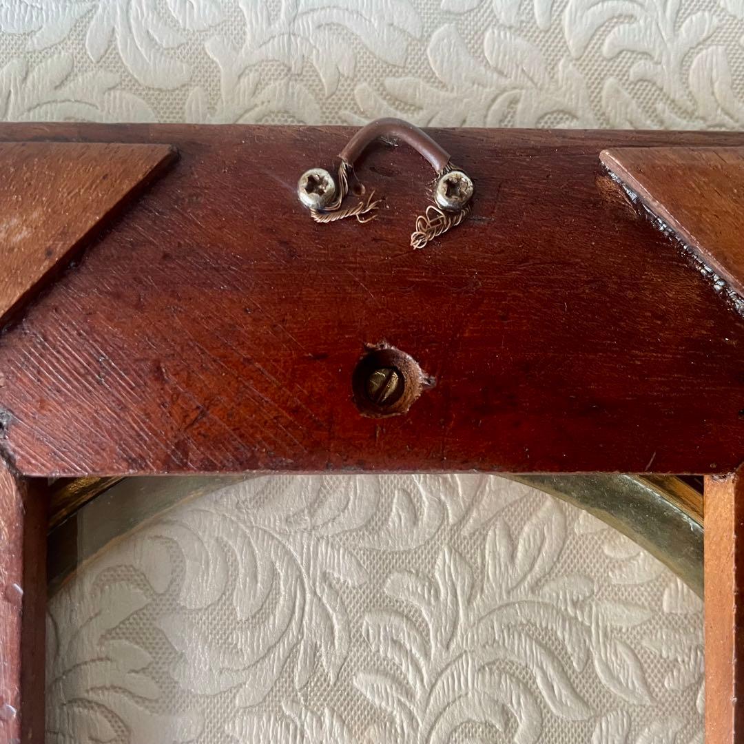 どんぐりレリーフダブルフレーム　ブロンズ&ウッド　ガラス入りフランスアンティーク