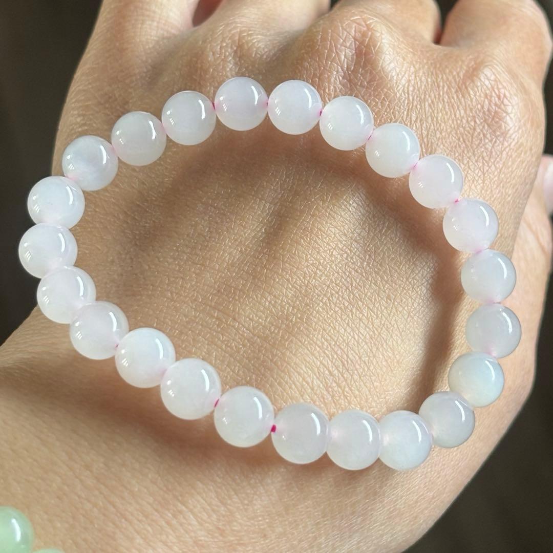 天然和田玉　ネフライト　藕粉色 淡いピンク　7.9mm ブレスレット