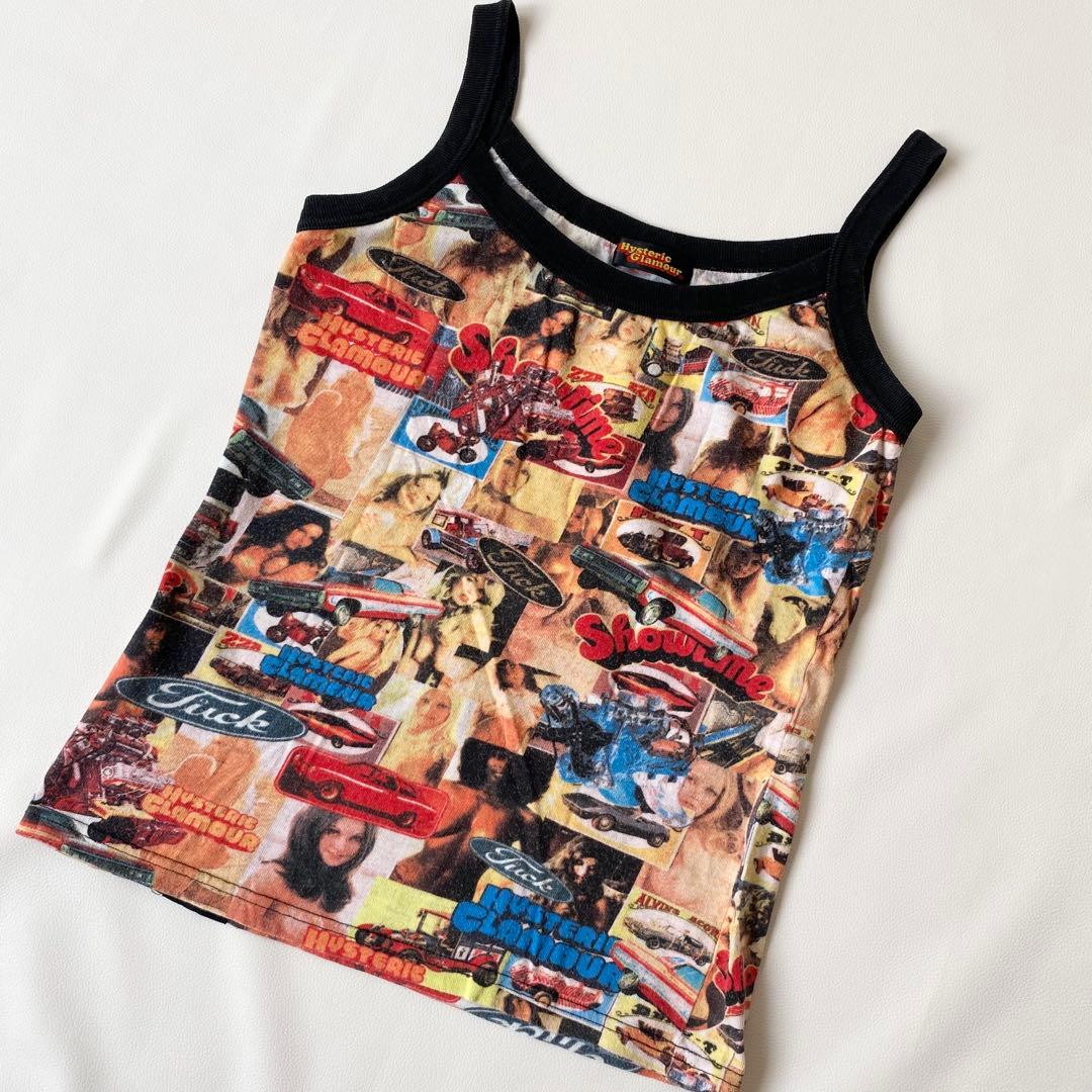 ヒステリックグラマー　タンクトップ　初期タグ　ガール総柄　ロゴ　キャミソール