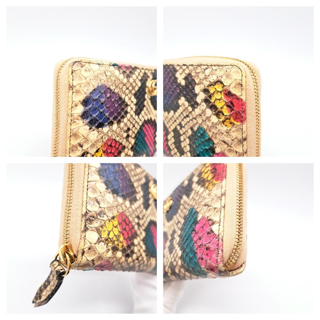 箱付き グッチ 長財布 ラウンドファスナー GG マーモント パイソン