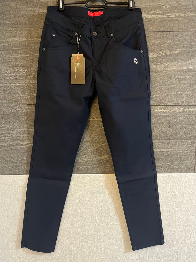 [新品]Routh&Swell Lサイズ　Antonioネイビーストレッチパンツ スマートシルエットの超軽量ストレッチパンツ/スリムフィット/ネイビー