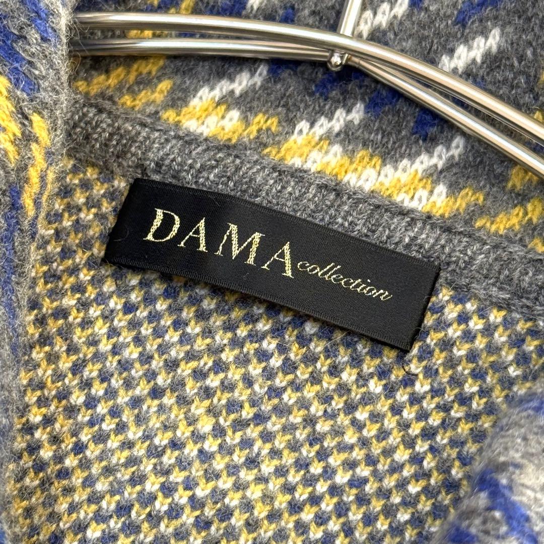 美品✨ダーマコレクション✨大きめ　カシミヤニットコート　３L　チェック　グレー