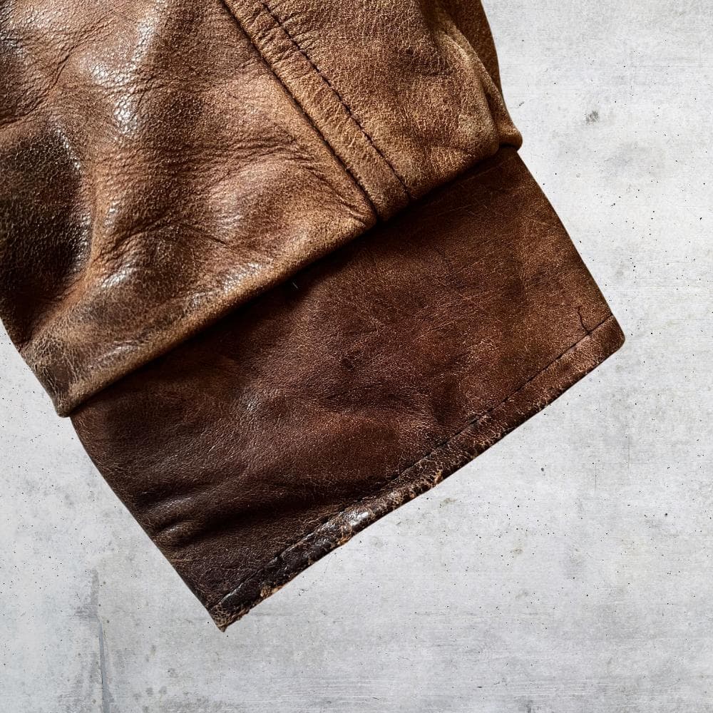 90s vintage カナダ製 スタジャン フェード 袖レザー L サイズ