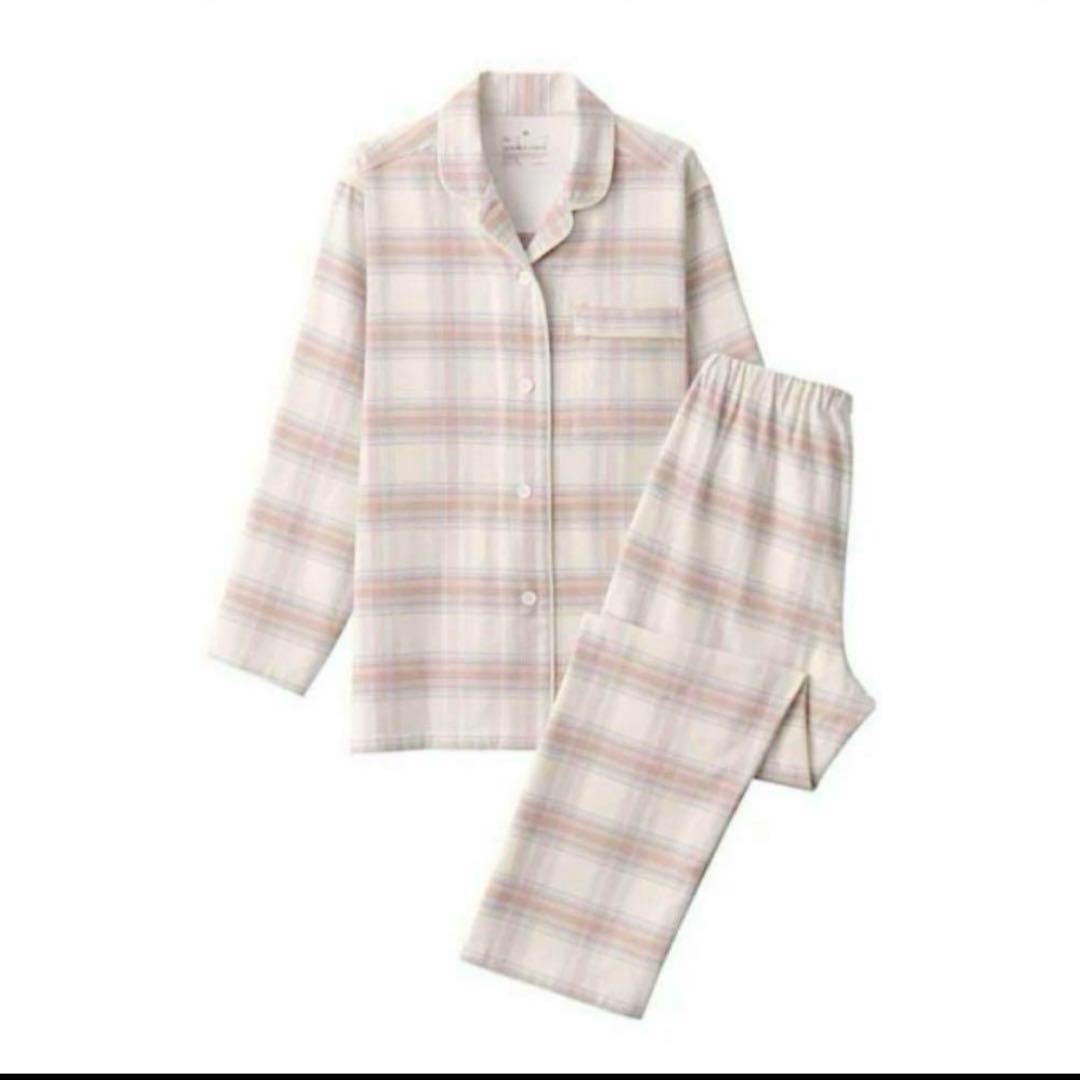 無印良品／XL／脇に縫い目のない／ピンクチェックとブルー2点フランネルパジャマ