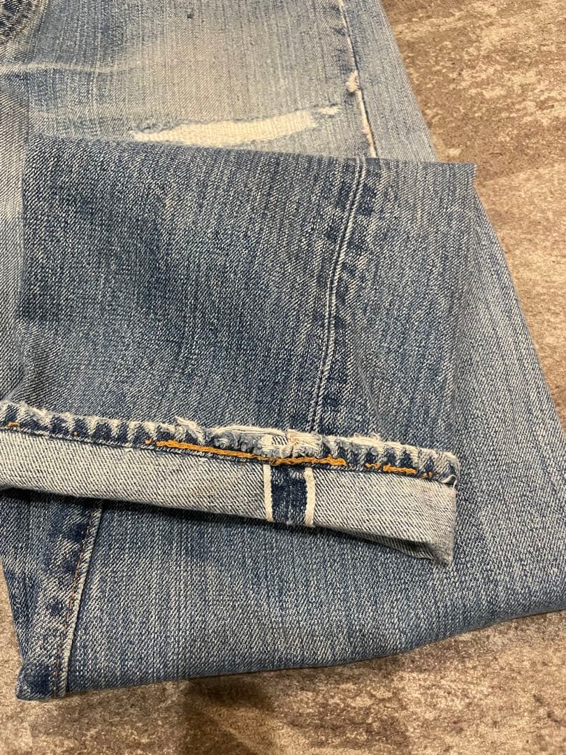 70sリーバイス501 66前期 赤耳　刻印6 オリジナル　縦落ち　襤褸　ヒゲ