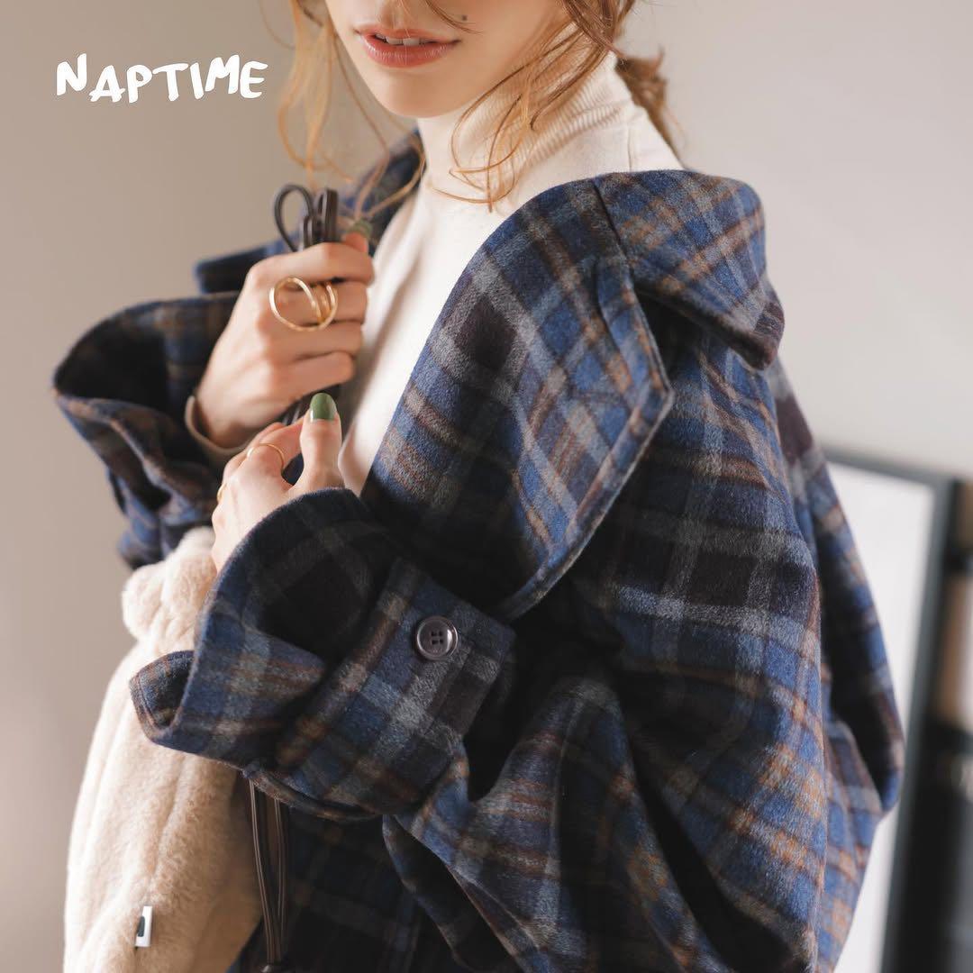 naptime. チェック柄ロングコート