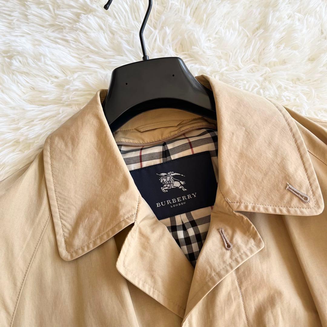 美品　バーバリー　ステンカラーコート　ベージュ　ノバチェック　日本製　Mサイズ
