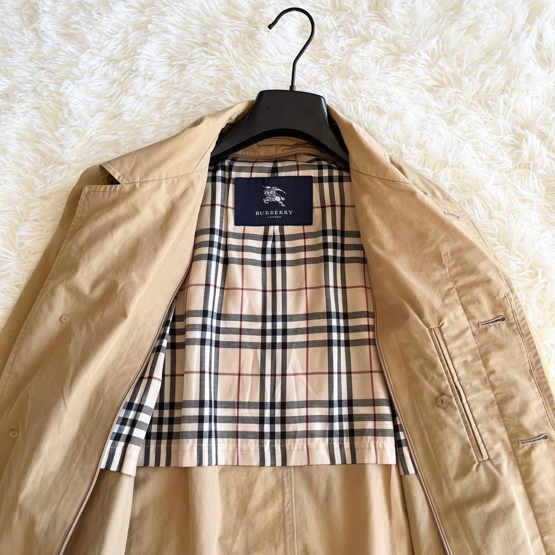 美品　バーバリー　ステンカラーコート　ベージュ　ノバチェック　日本製　Mサイズ