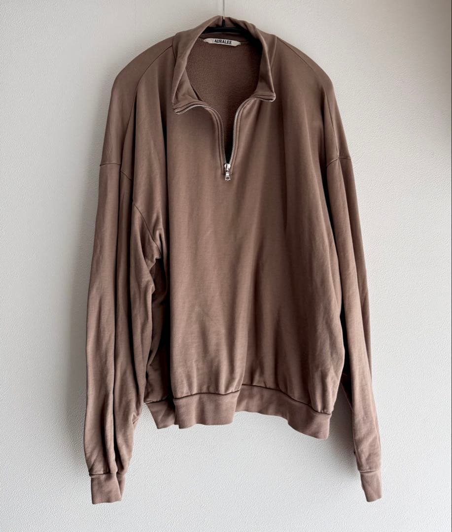 オーラリーELASTIC HIGH GAUGE SWEAT ハーフジップ