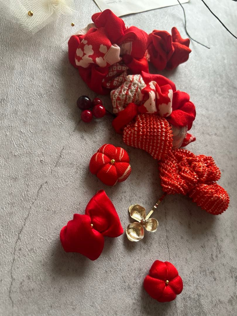 七五三　七五三髪飾り　ヘッドドレス　着物髪飾り　リメイク髪飾り　075