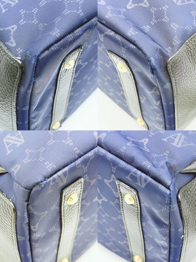【美品】ATAOリュック バックパック マッシュルーム モノグラム 総柄 青黒