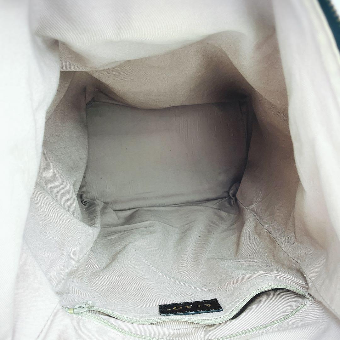 【美品】ATAOリュック バックパック マッシュルーム モノグラム 総柄 青黒