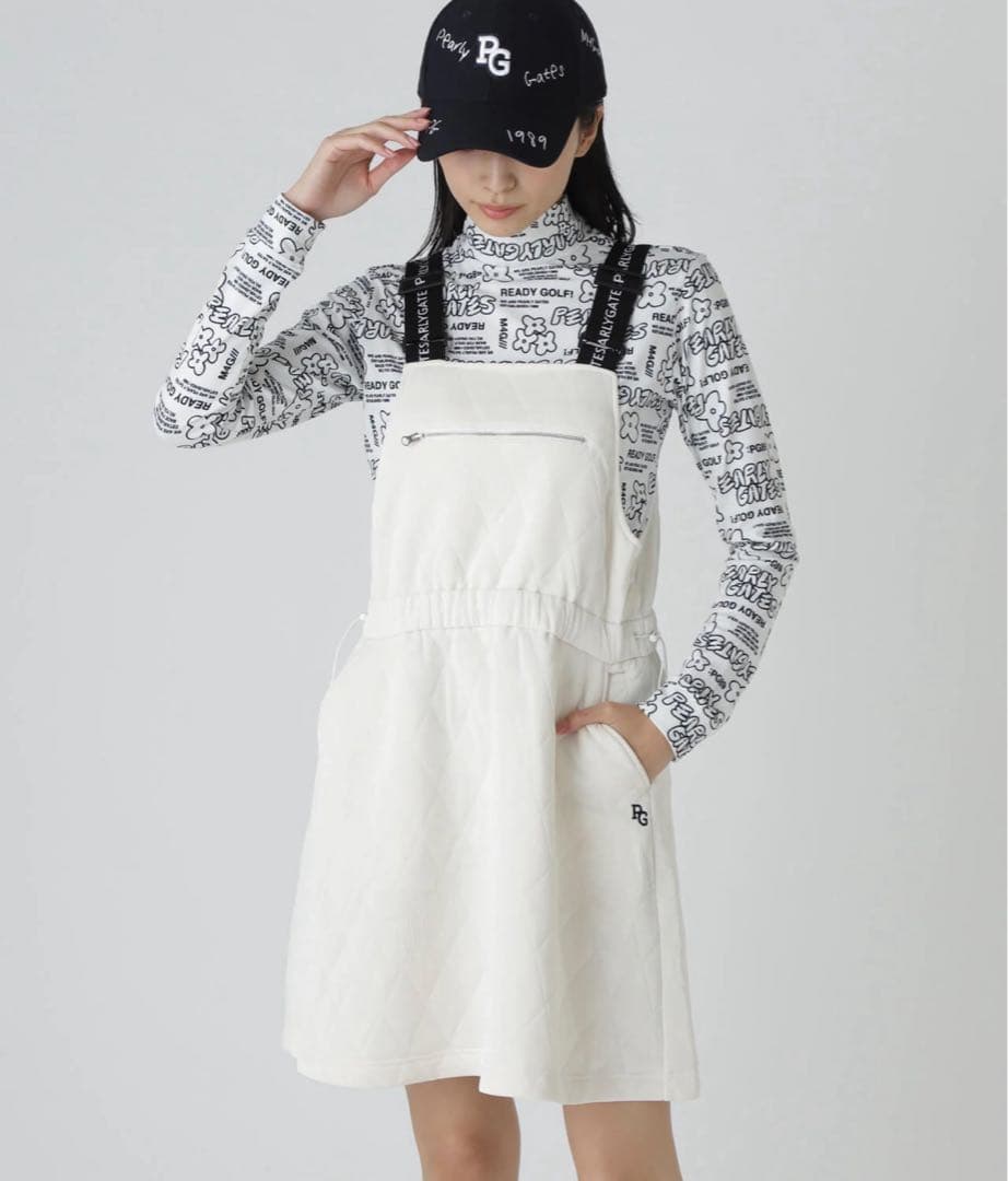 （超美品）パーリーゲイツ、Peキルト、サロペット風スカート、サイズ0