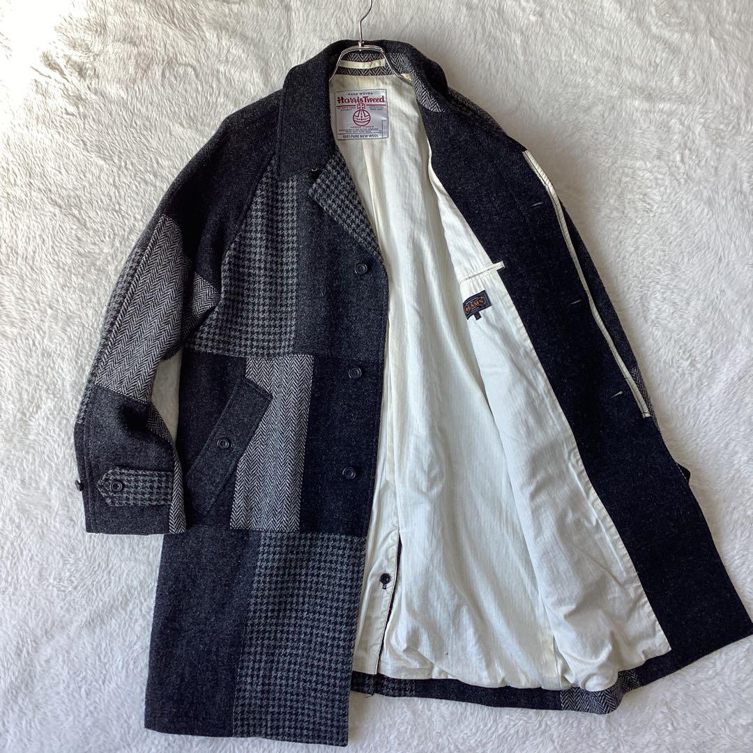 ビームスプラス ×ハリスツイード コート パッチワーク Lサイズ