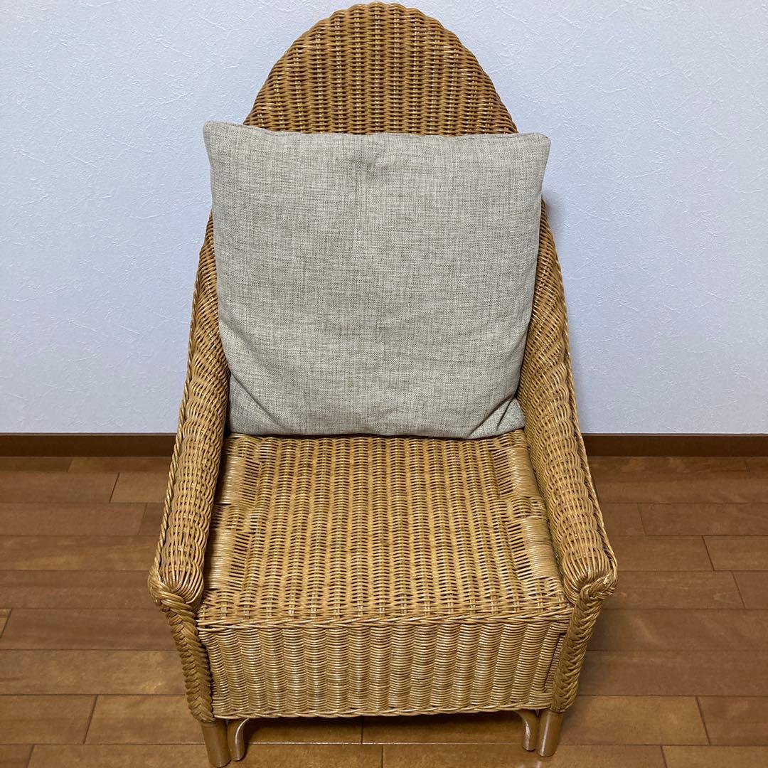 ナチュラル　ラタン　アームチェア　籐製　いす　椅子　ソファ　ハイバック　1人用