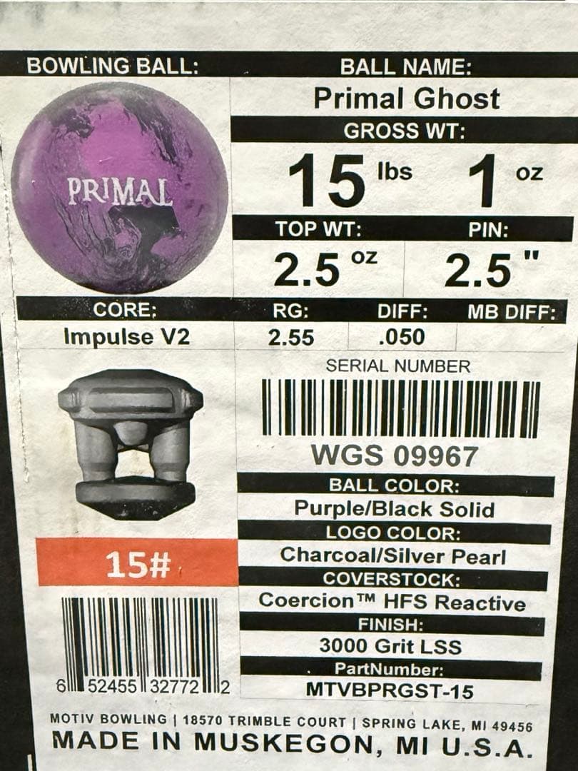 【新品・穴無し】 MOTIV　プライマルゴースト