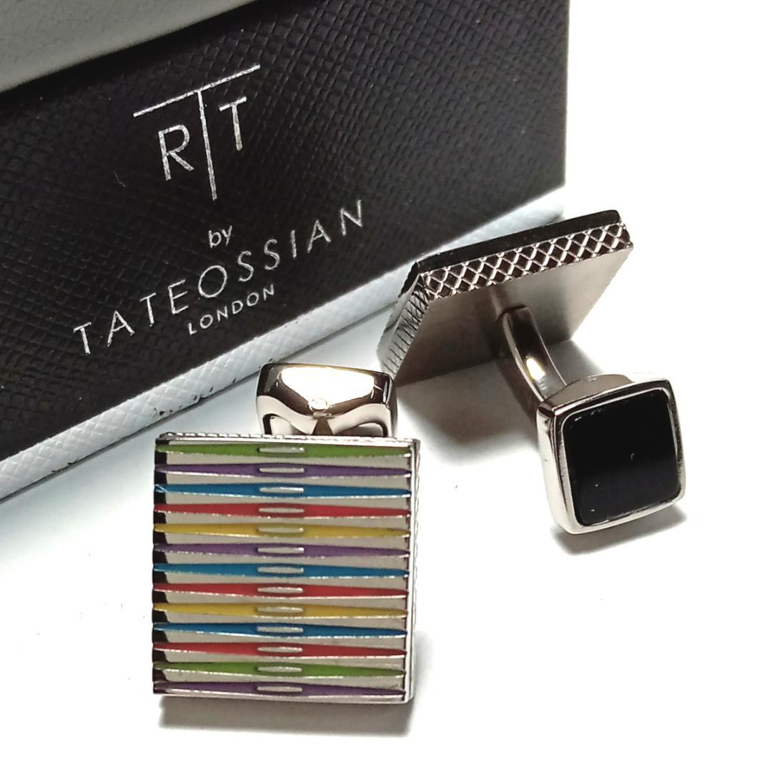 tac91 タテオシアン カフリンクス チタン マルチカラーストライプ スクエア